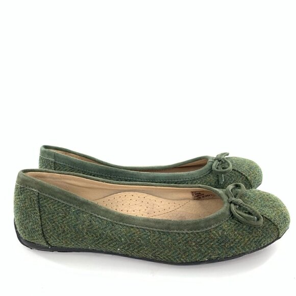LL bean womens flats size 8 green tweed dark academia ballet balletcore - Picture 2 of 13